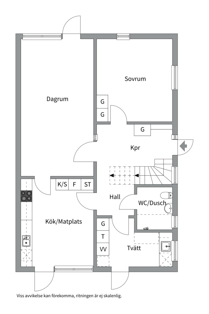 Planlösning från Blåklintsvägen 12, Såld i Storvreta, Uppsala