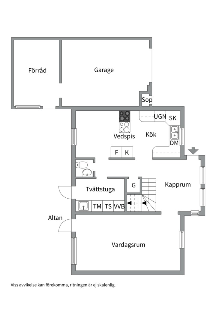 Planlösning från Gruvfogdevägen 28, Såld i Vattholma, Uppsala