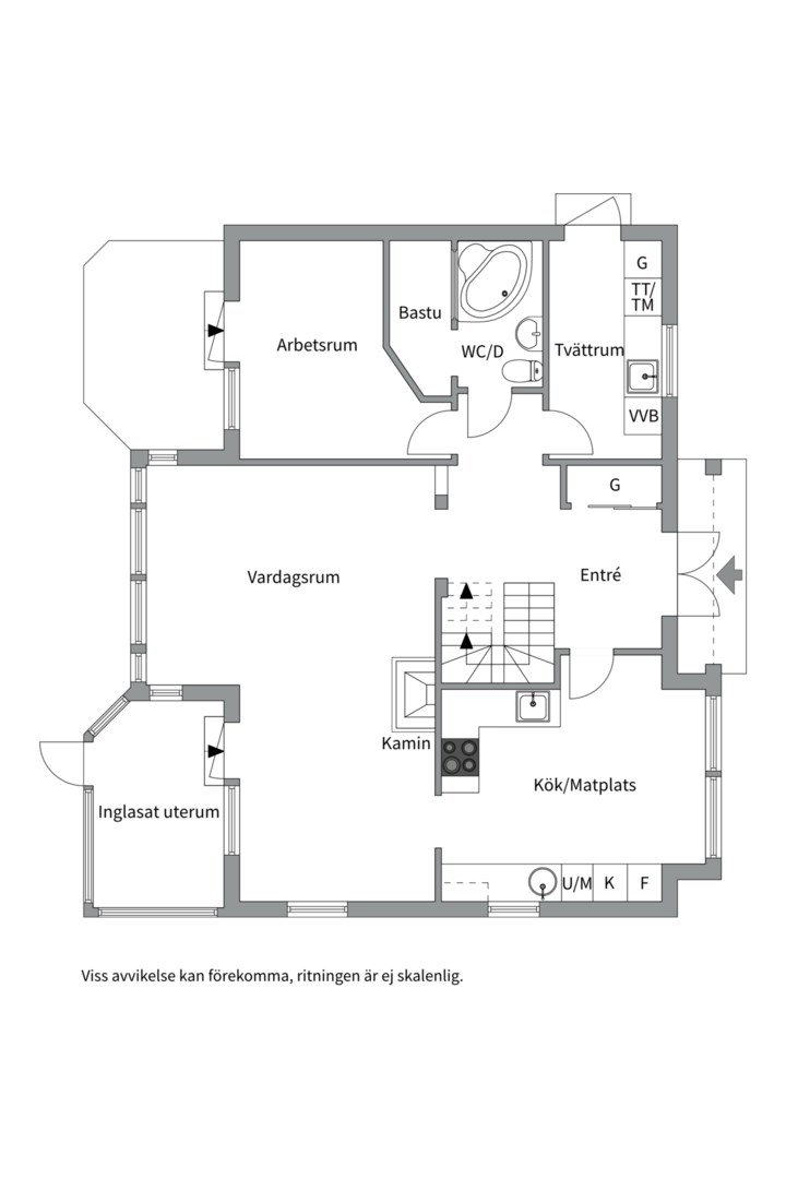 Planlösning från Södra Parkvägen 21, Såld i Norby, Uppsala