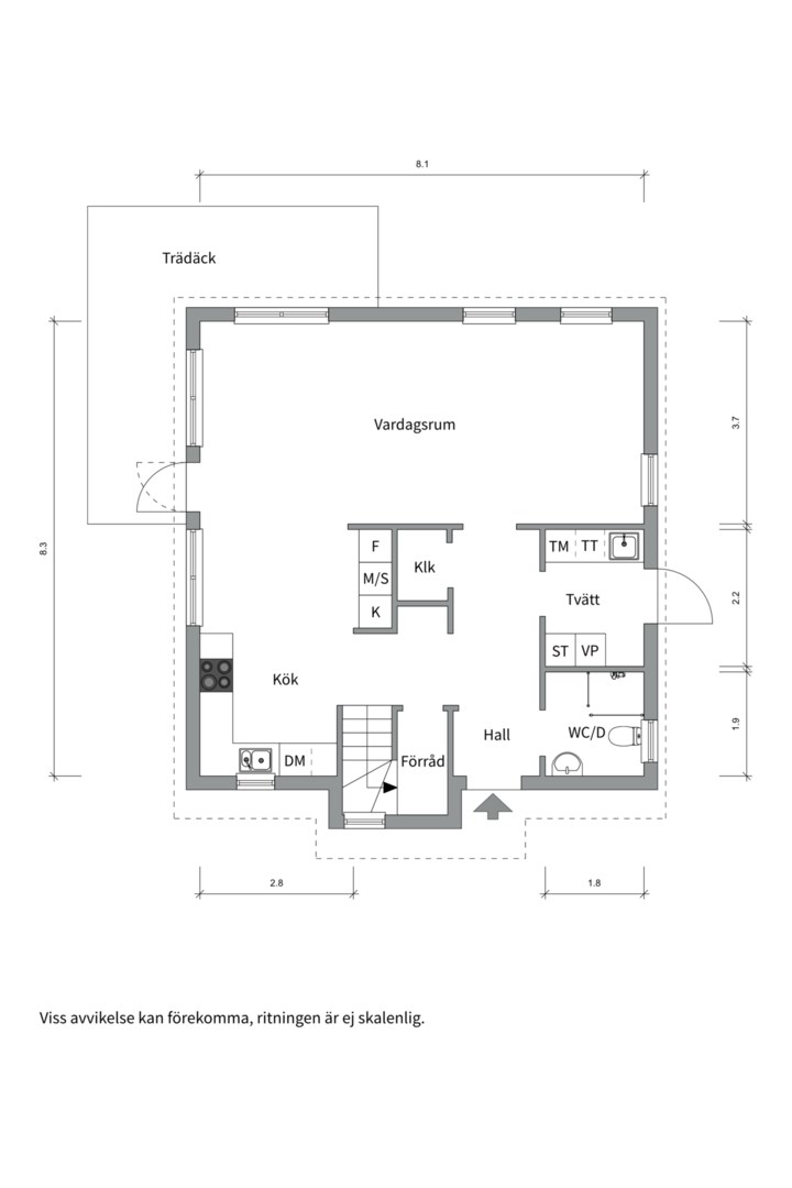 Planlösning från Mullvadsvägen 32, Såld i Vreta, Uppsala