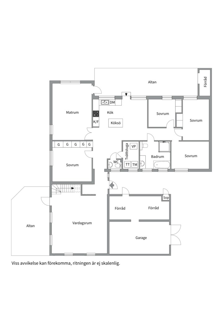 Planlösning från Mårdvägen 6, Såld i Storvreta, Uppsala