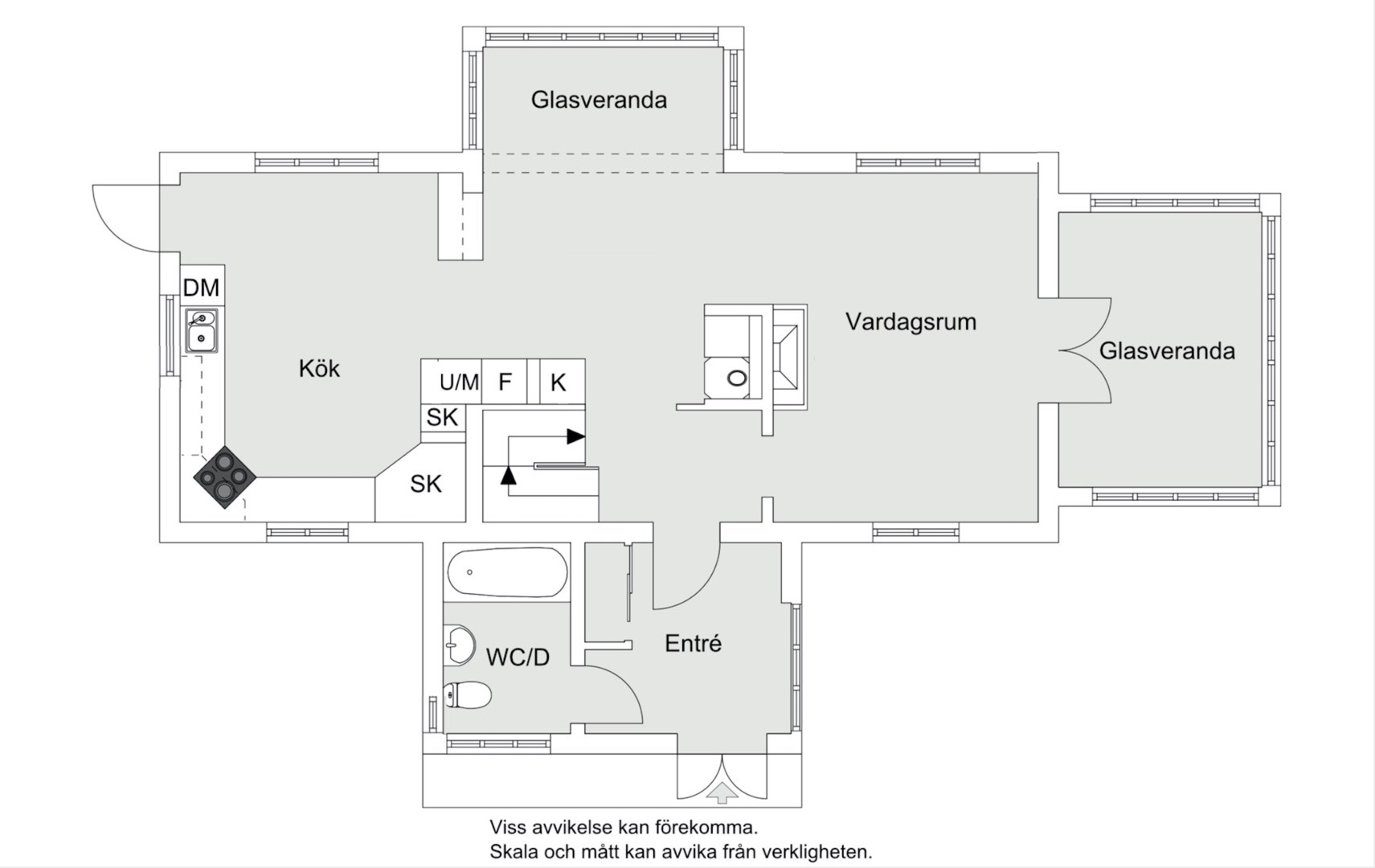 Planlösning från Drottningvägen 10, Såld i Kummelnäs, Nacka