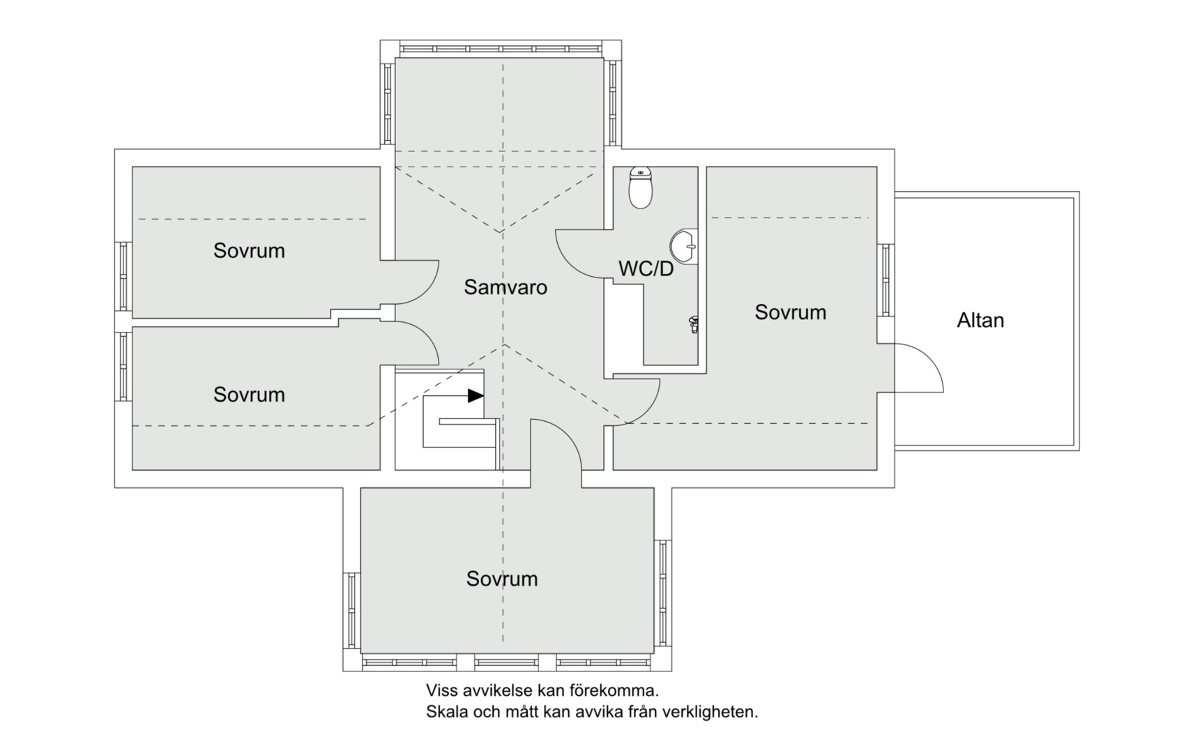 Planlösning från Drottningvägen 10, Såld i Kummelnäs, Nacka
