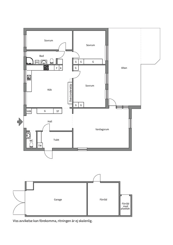 Planlösning från Kalvövägen 7, Såld i Krokhöjden 2, Nacka