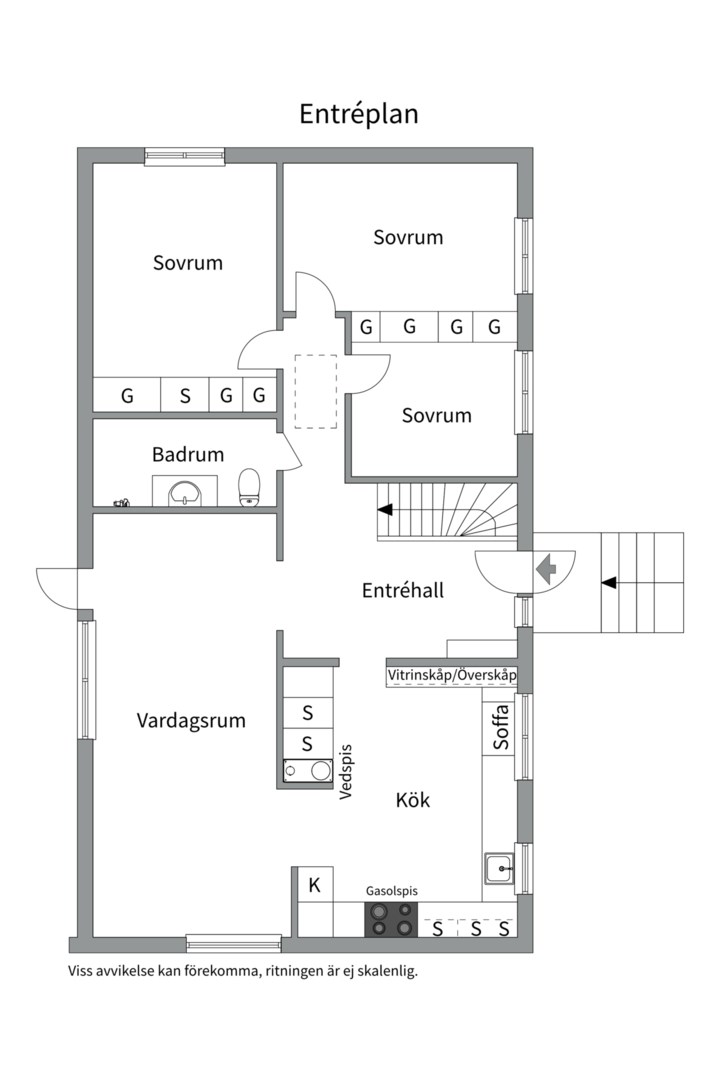 Planlösning från Konstnärsvägen 26, Såld i Vattholma, Uppsala
