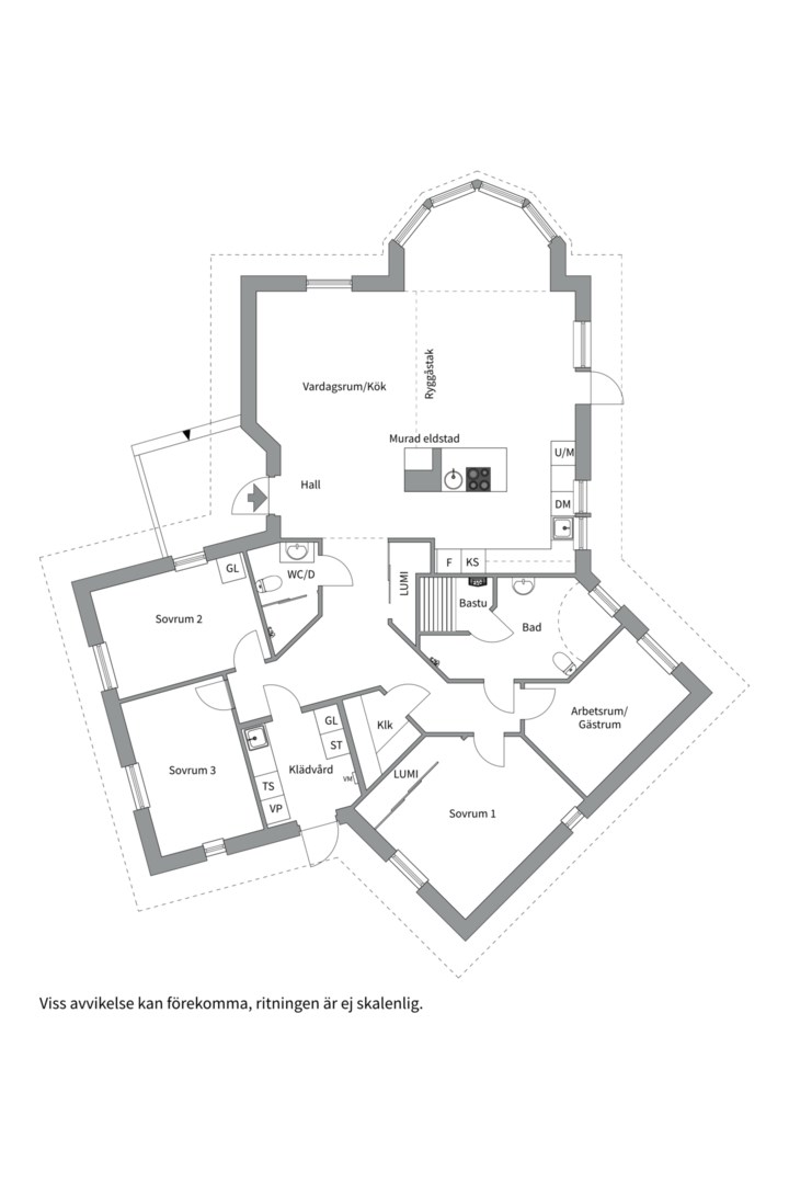 Planlösning från Kornettvägen 3, Såld i Boo Gård, Nacka