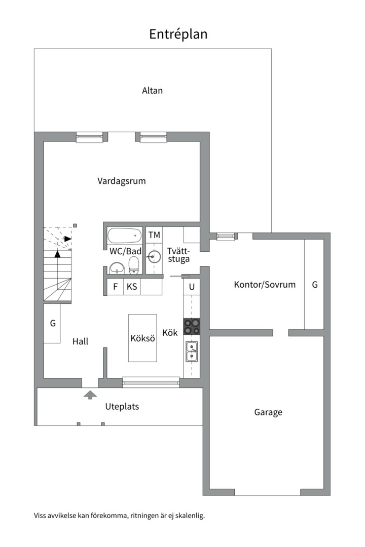 Planlösning från Källvägen 10, Såld i Norra Lännersta, Nacka