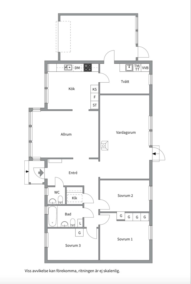Planlösning från Apollovägen 13B, Såld i Eknäs, Nacka