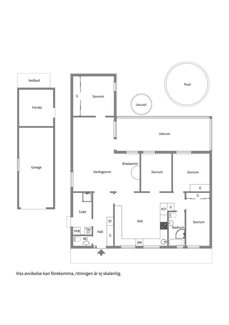 Planlösning från Bunsövägen 23, Såld i Krokhöjden, Nacka