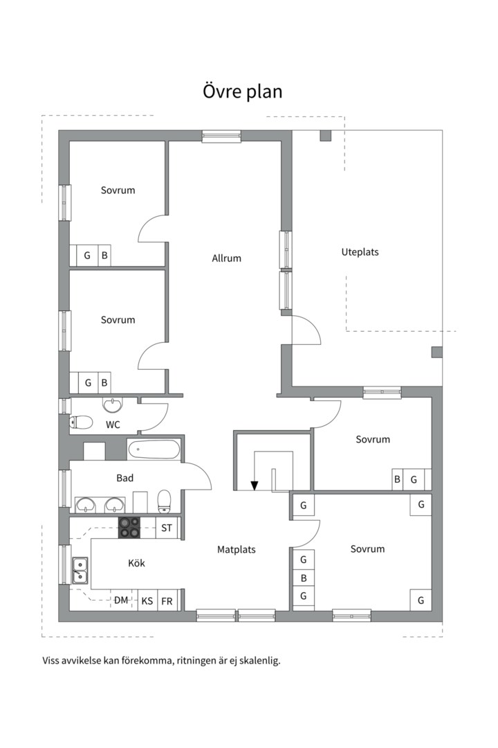 Planlösning från Kapellvägen 13, Såld i Skuru, Nacka