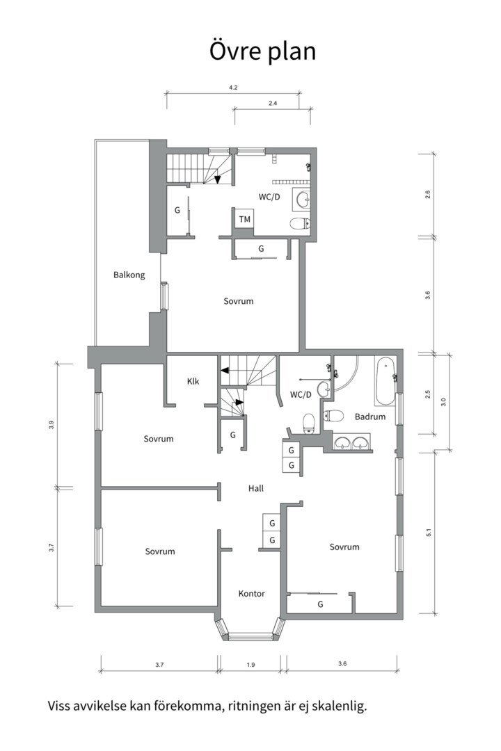 Planlösning från Lyssnavägen 6, Såld i Graneberg, Uppsala