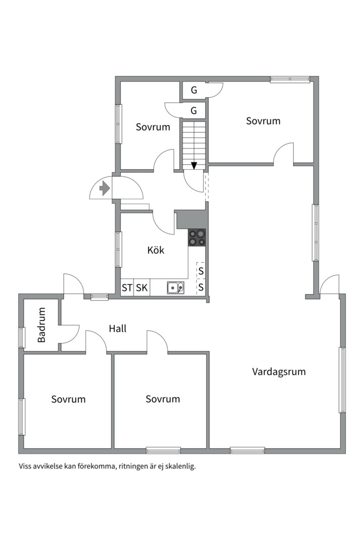 Planlösning från Ripvägen 15, Såld i Sunnersta, Uppsala