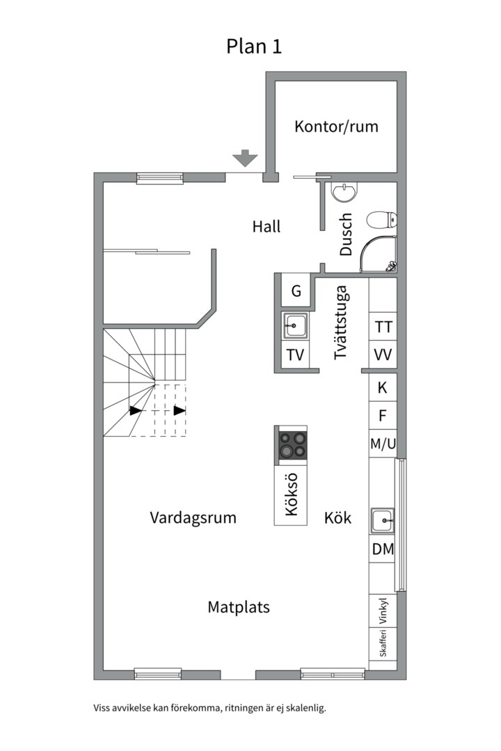 Planlösning från Gamla Brovägen 21, Såld i Björknäs, Nacka