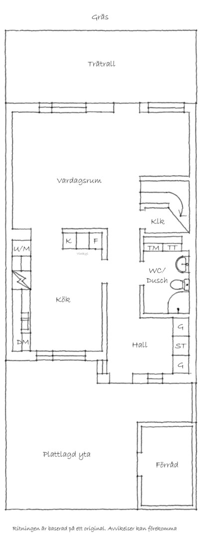 Planlösning från Greta Arwidssons väg 31, Såld i Gamla Uppsala, Uppsala