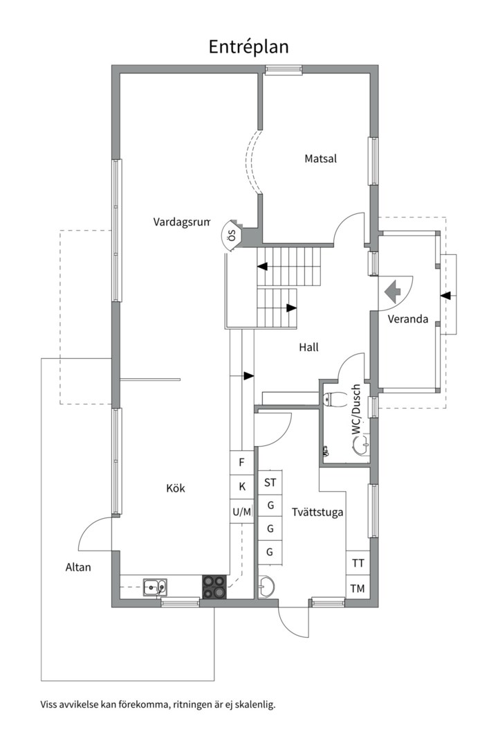 Planlösning från Skogsbergsvägen 2, Såld i Eriksberg, Uppsala