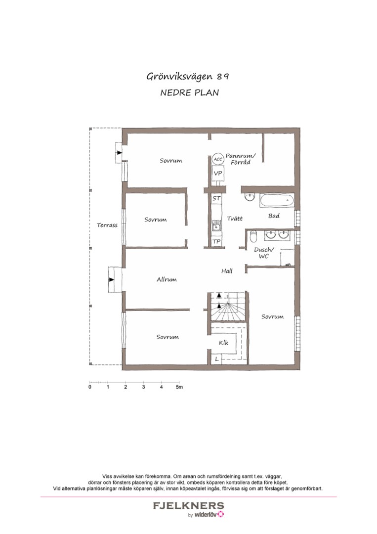 Planlösning från Grönviksvägen 89, Såld i Bromma - Nockeby, Stockholm