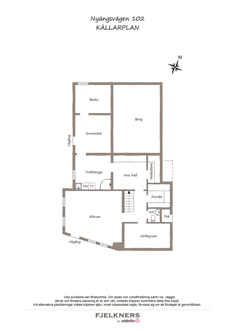 Planlösning från Nyängsvägen 102, Till salu i Bromma - Ålsten, Stockholm