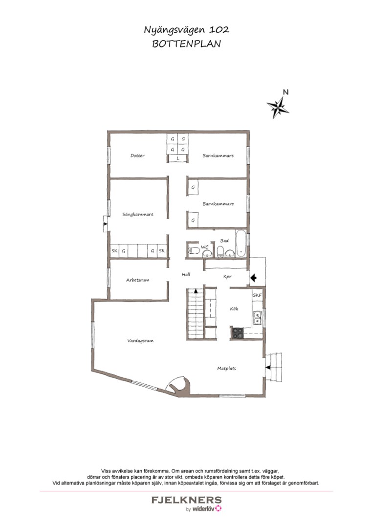 Planlösning från Nyängsvägen 102, Till salu i Bromma - Ålsten, Stockholm