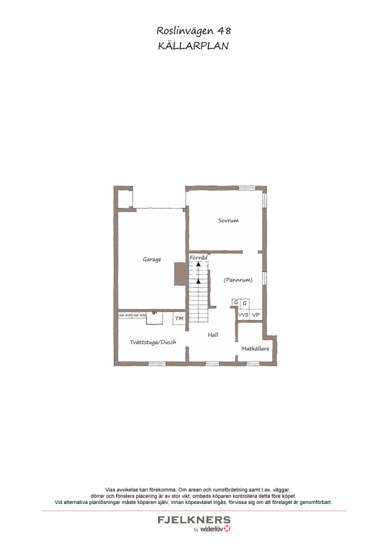 Planlösning från Roslinvägen 48, Till salu i Bromma - Södra Ängby, Stockholm