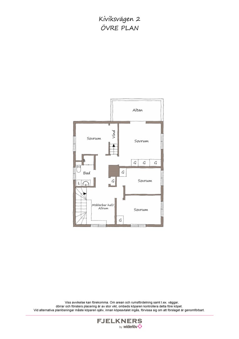 Planlösning från Kiviksvägen 2, Såld i Bromma - Norra Ängby, Stockholm