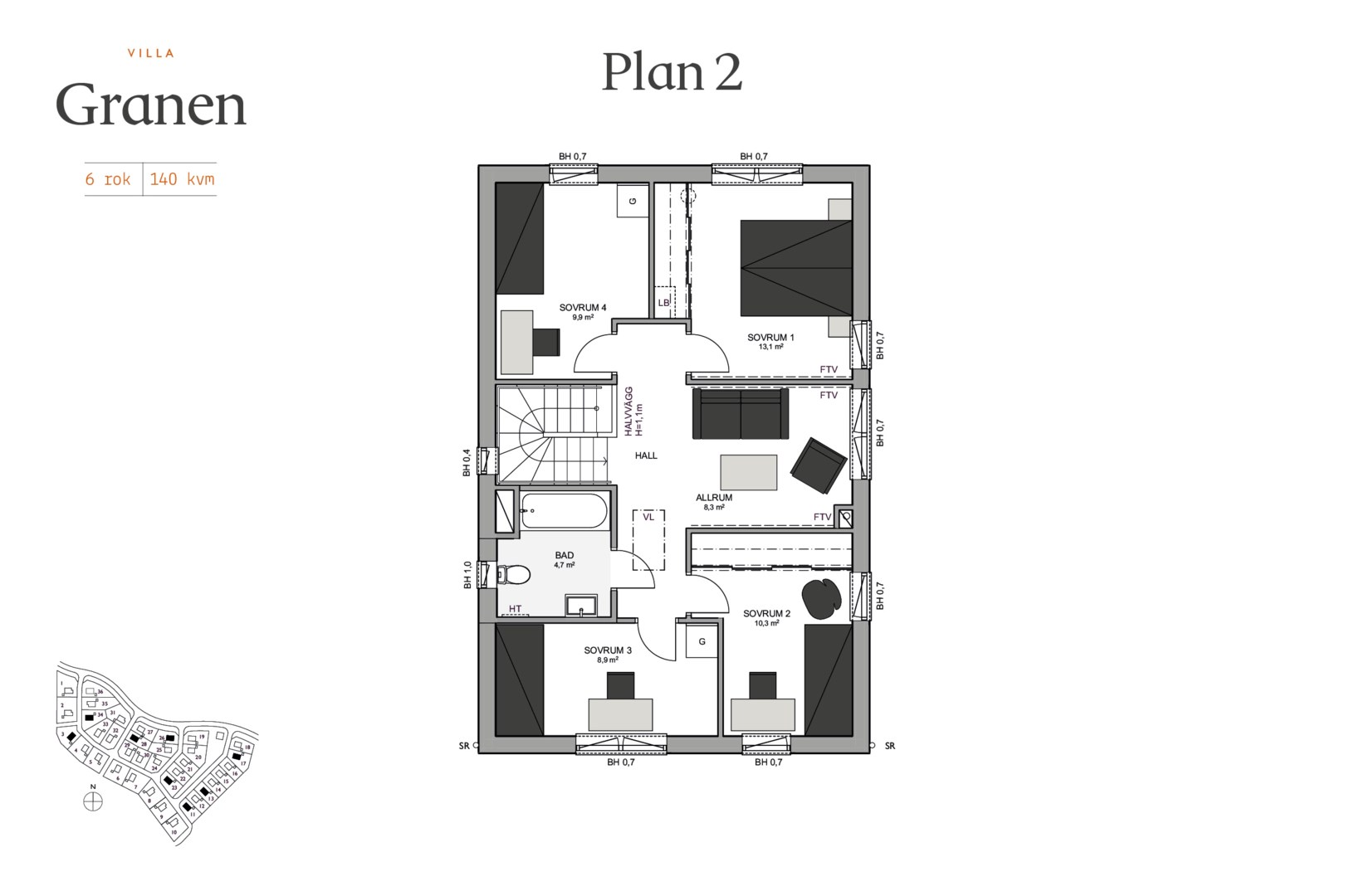 Planlösning från Häggrotsvägen 8, Såld i Skölsta, Uppsala