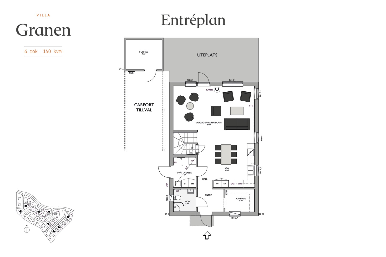 Planlösning från Häggrotsvägen 8, Såld i Skölsta, Uppsala