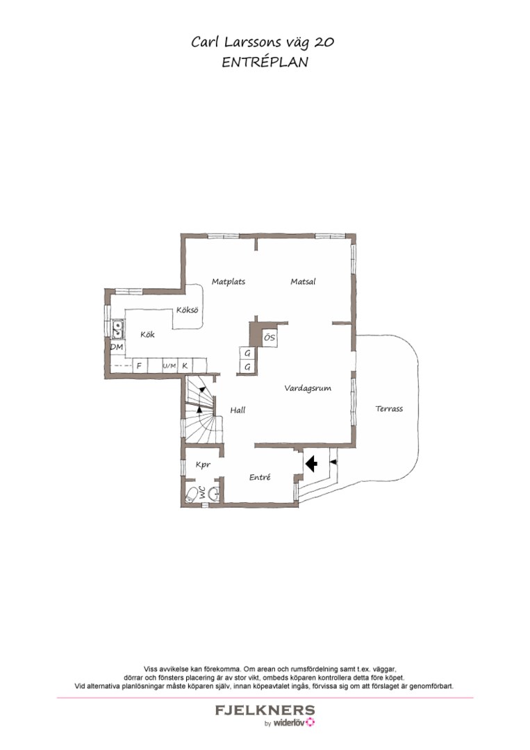 Planlösning från Carl Larssons väg 20, Till salu i Bromma - Södra Ängby, Stockholm