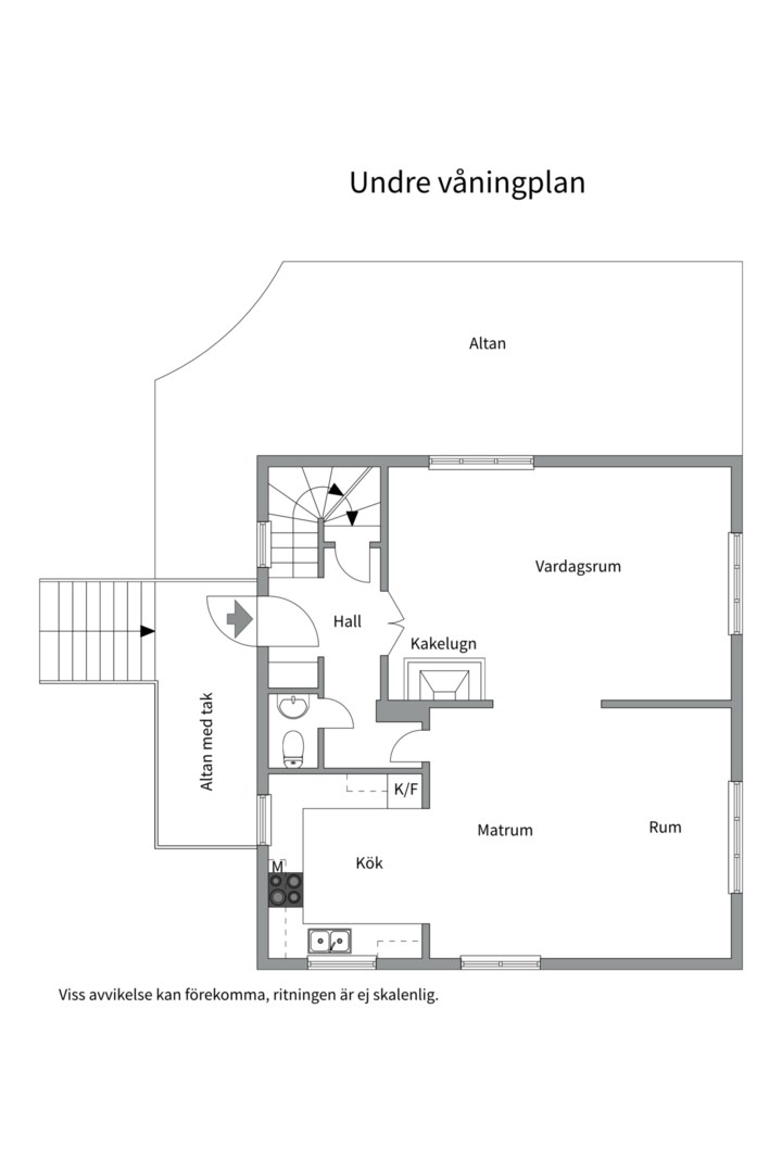 Planlösning från Trollsjövägen 10, Såld i Södra Lännersta, Nacka
