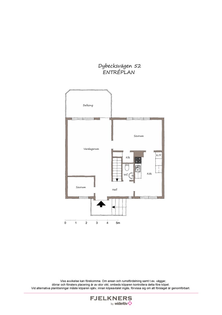 Planlösning från Dybecksvägen 52, Såld i Bromma - Norra Ängby, Stockholm