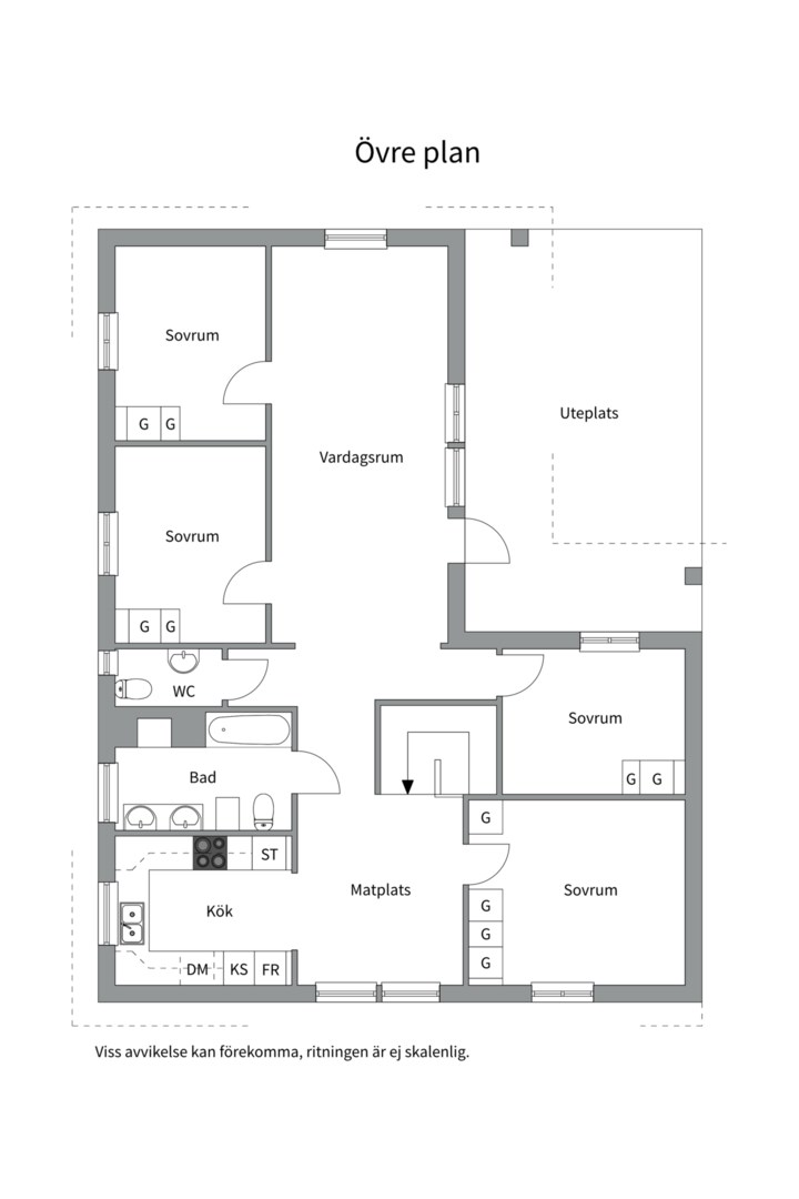 Planlösning från Kapellvägen 13, Såld i Skuru, Nacka
