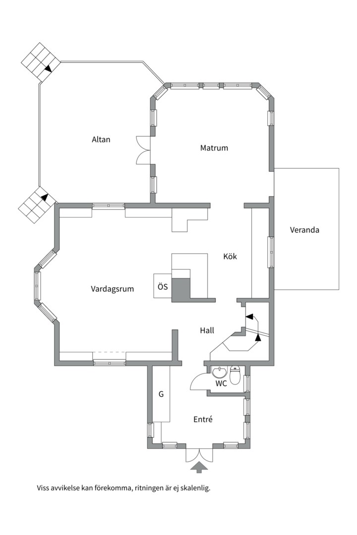 Planlösning från Östervägen 5, Såld i Hästhagen, Nacka