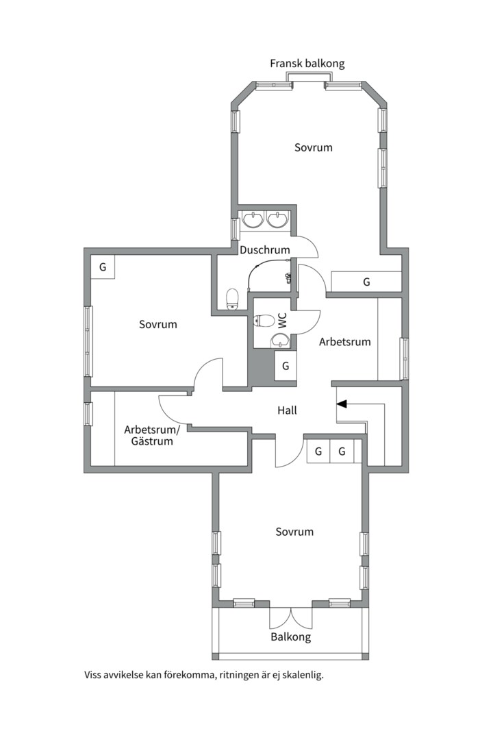 Planlösning från Östervägen 5, Såld i Hästhagen, Nacka