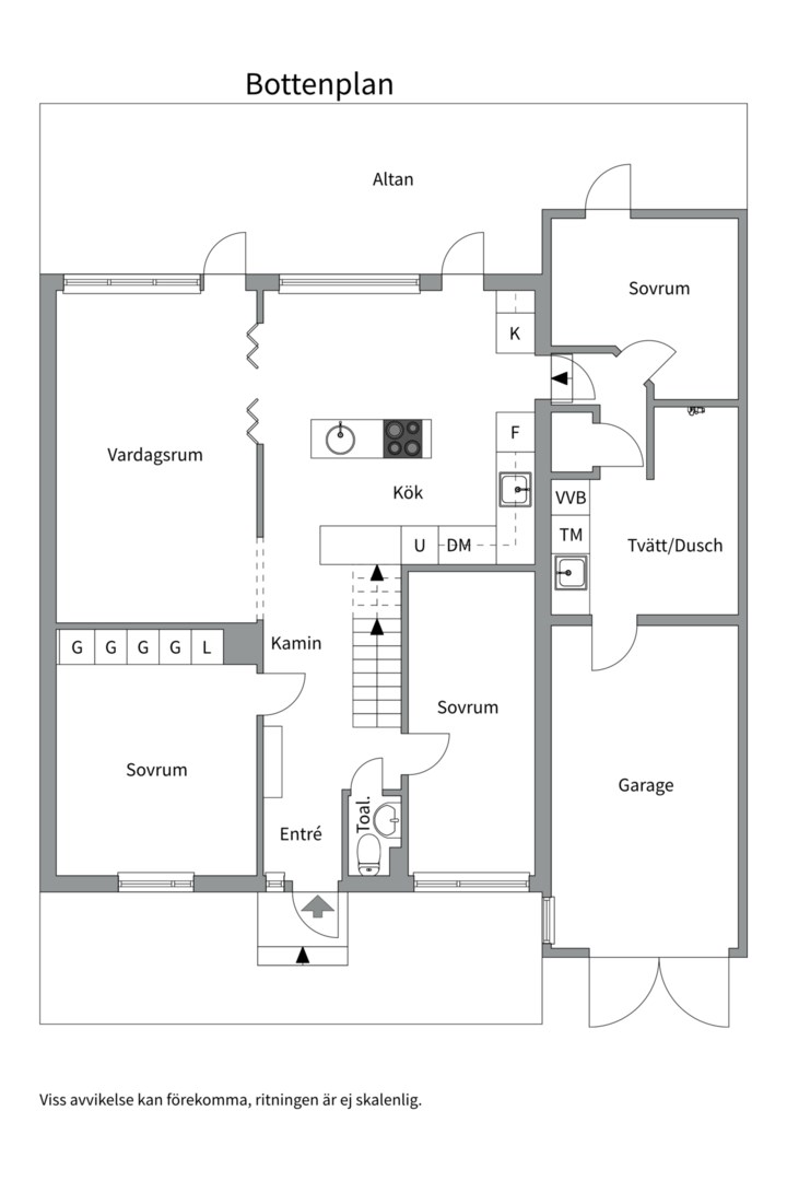 Planlösning från Vitsippevägen 36, Såld i Hemmesta, Värmdö