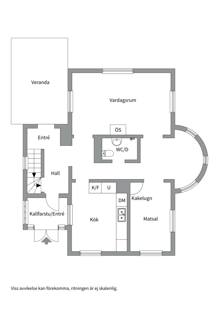 Planlösning från Smedvägen 3, Såld i Skuru, Nacka