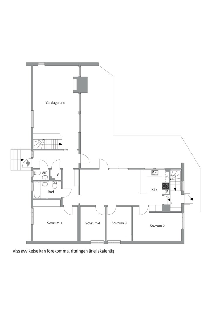 Planlösning från Skogsbergsvägen 3, Såld i Eriksberg, Uppsala