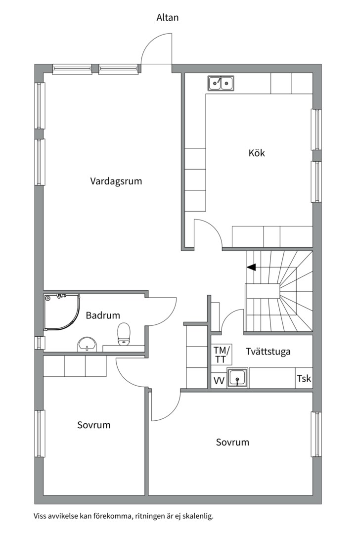 Planlösning från Moravägen 11, Såld i Norra Lännersta, Nacka