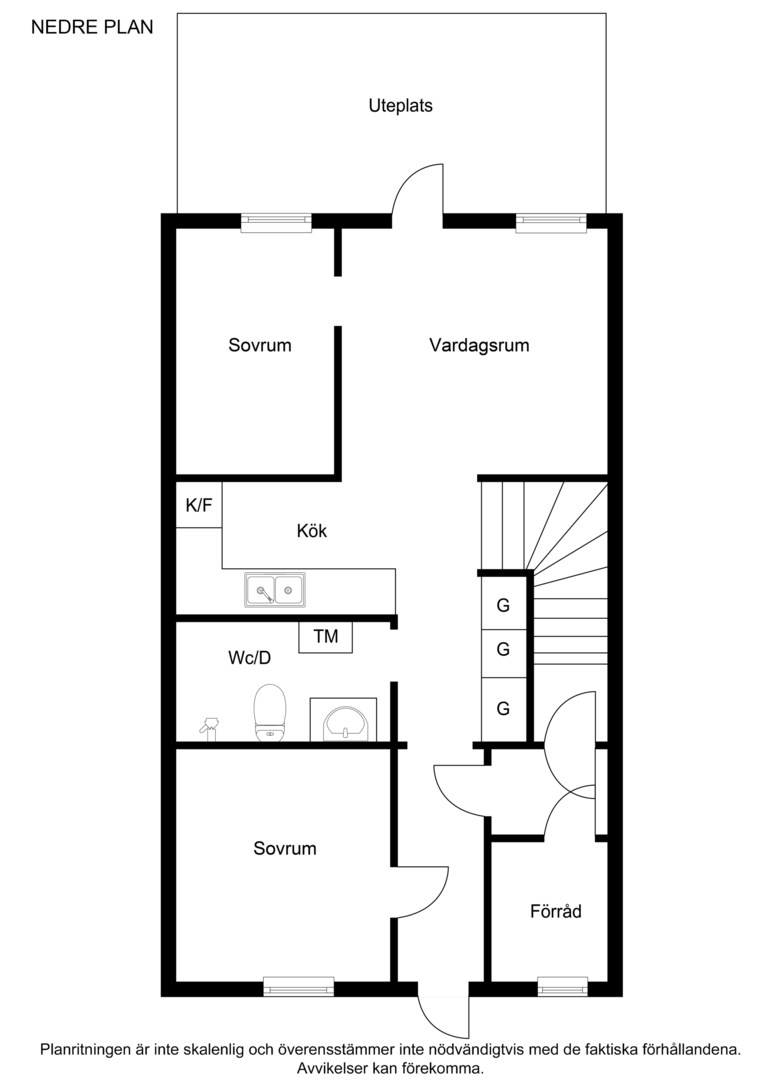 Planlösning från Liljevägen 34A, Såld i Eknäs, Nacka