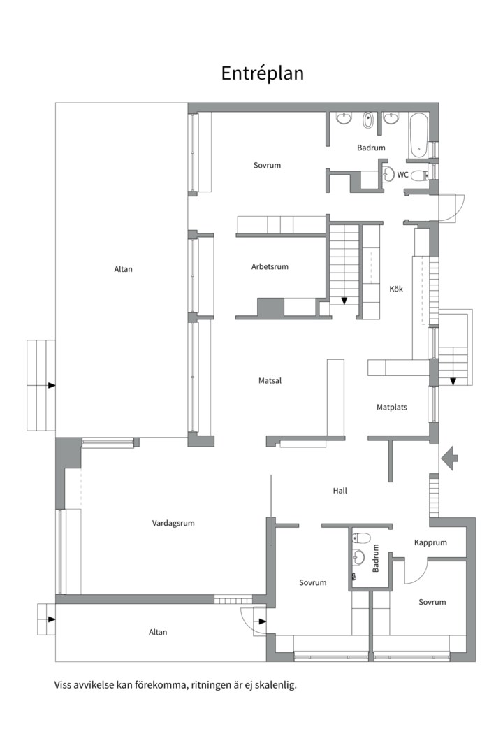 Planlösning från Svanevitsvägen 12, Såld i Skuru, Nacka