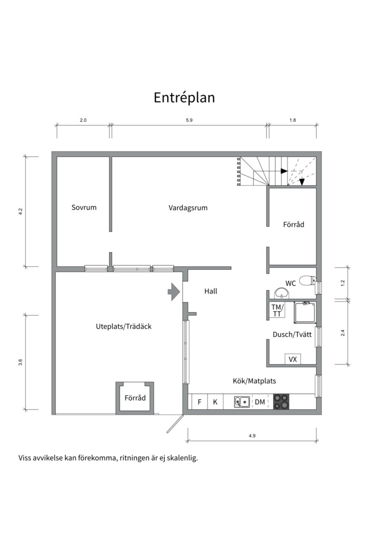 Planlösning från Björkgatan 5D, Såld i Fålhagen, Uppsala