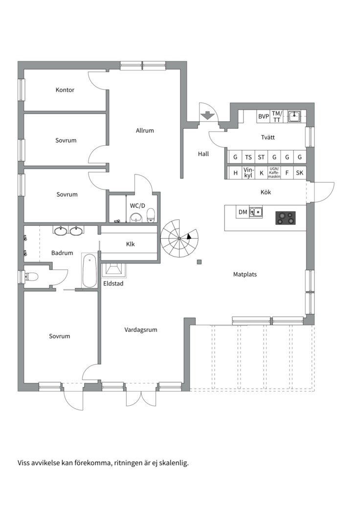 Planlösning från Höggarnsvägen 6, Såld i Kummelnäs, Nacka