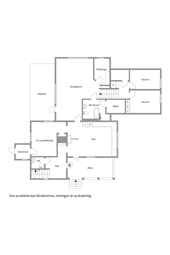Planlösning från Törnrosavägen 3, Såld i Skuru, Nacka