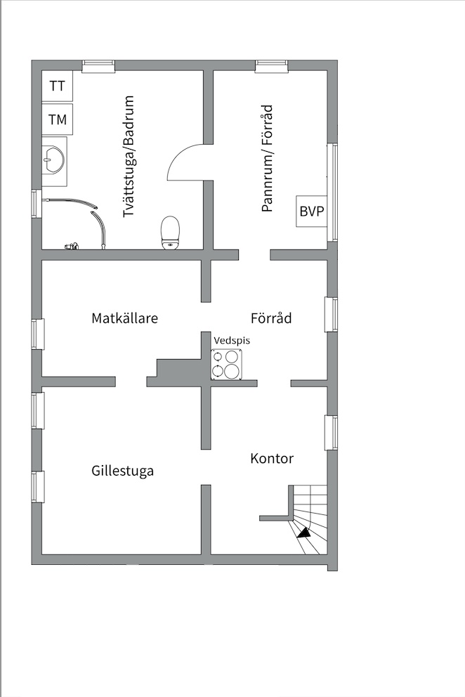 Planlösning från Fäbodvägen 23, Såld i Norra Lännersta, Nacka