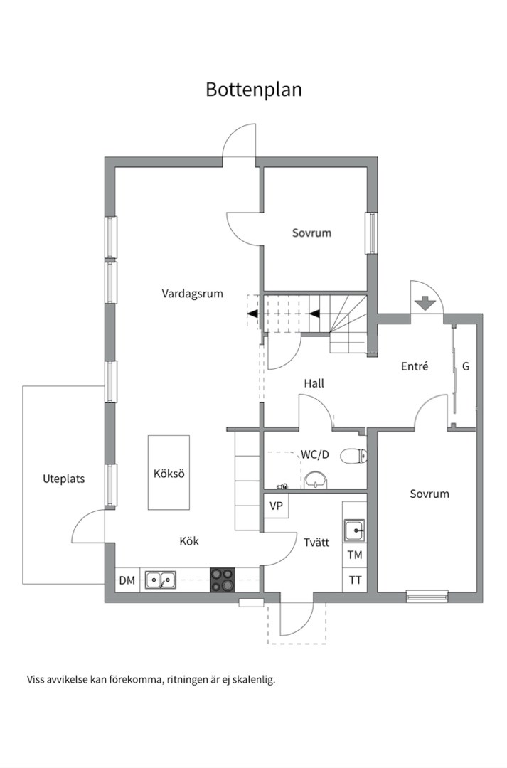 Planlösning från Fäbodvägen 23, Såld i Norra Lännersta, Nacka