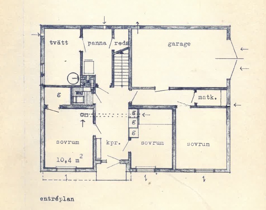 Planlösning från Kristinedalsvägen 33, Såld i Skuru, Nacka