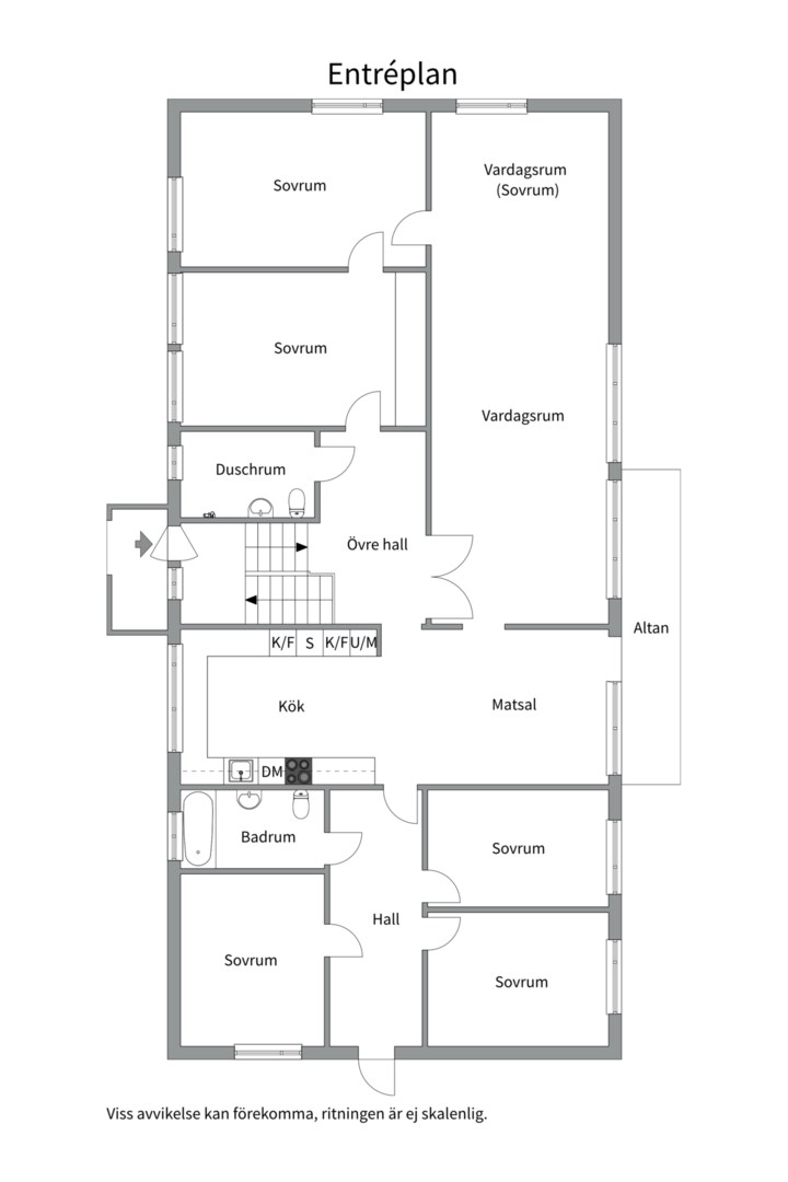 Planlösning från Kolfatsvägen 11, Såld i Valsätra, Uppsala