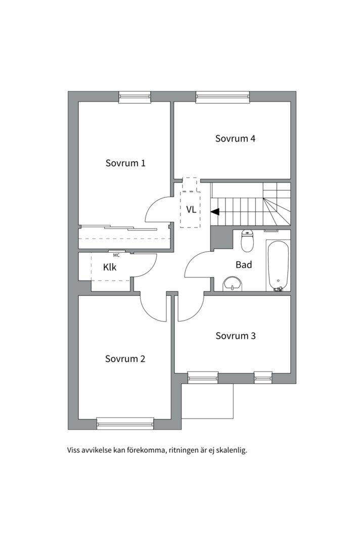 Planlösning från Dansbanevägen 11, Såld i Tollare, Nacka