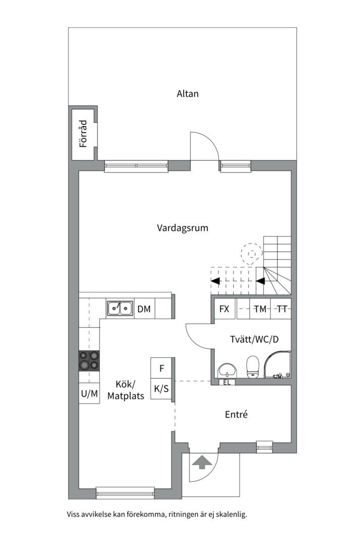 Planlösning från Dansbanevägen 11, Såld i Tollare, Nacka
