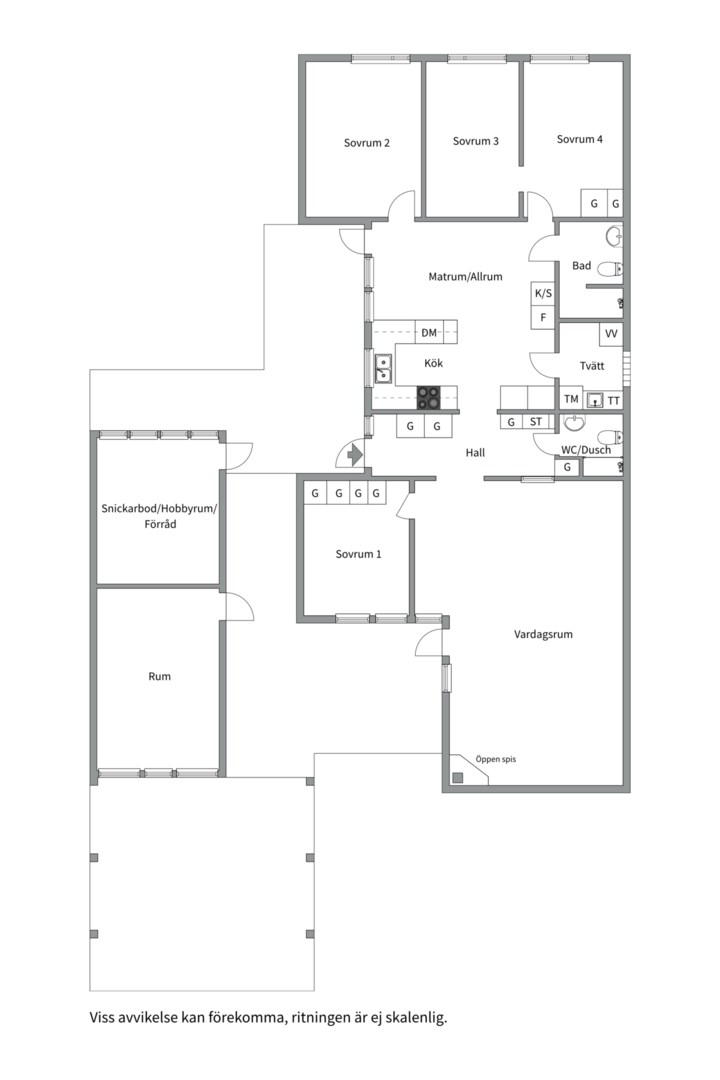 Planlösning från Sjungarbacksvägen 5, Såld i Bälinge, Uppsala