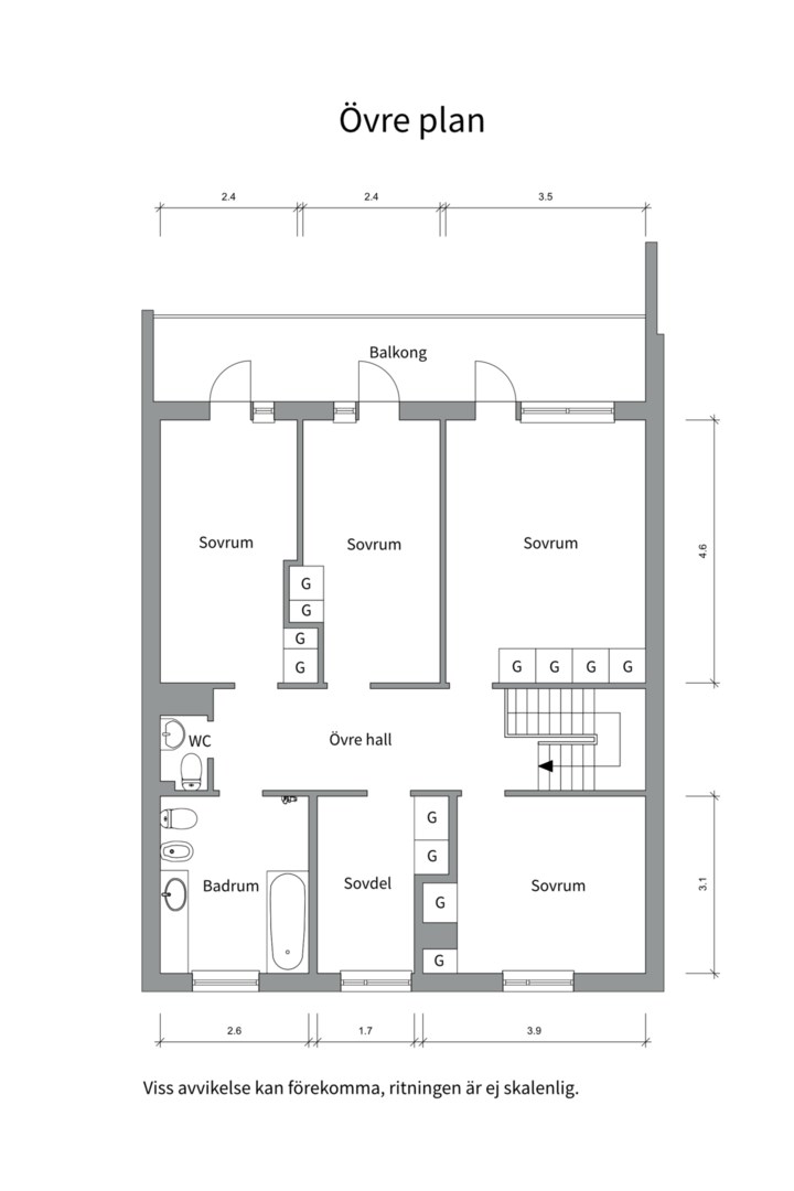 Planlösning från Norrlandsgatan 43, Såld i Luthagen, Uppsala