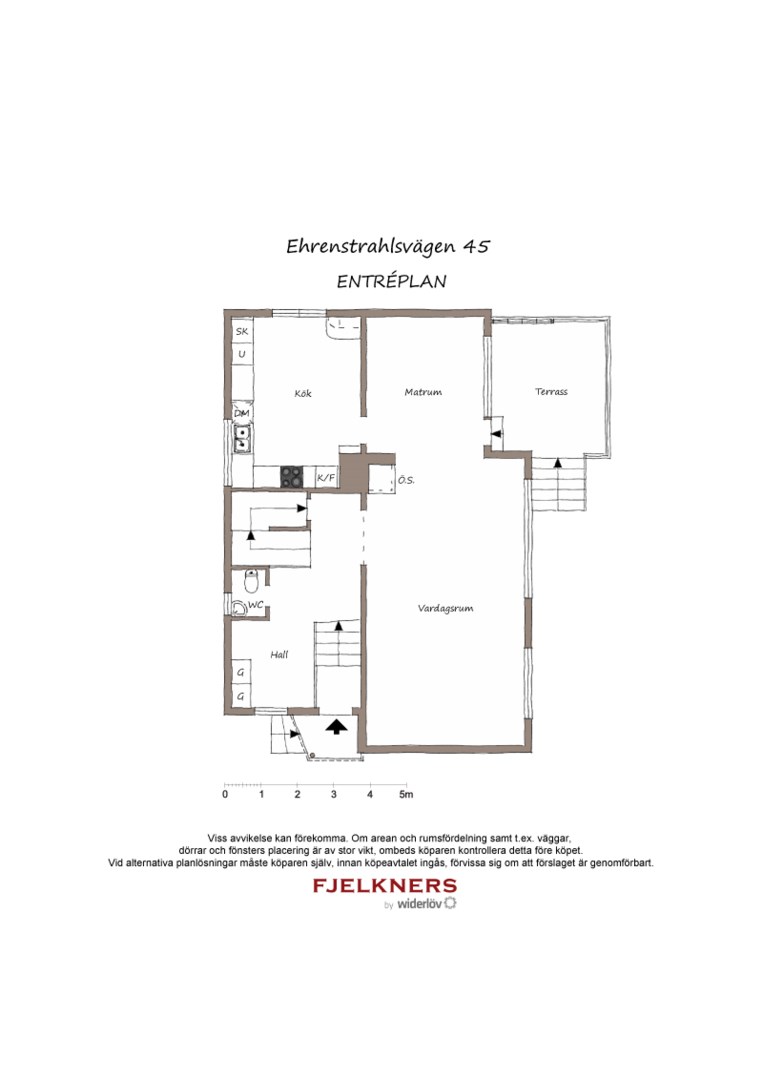 Planlösning från Ehrenstrahlsvägen 45, Såld i Bromma - Södra Ängby, Stockholm